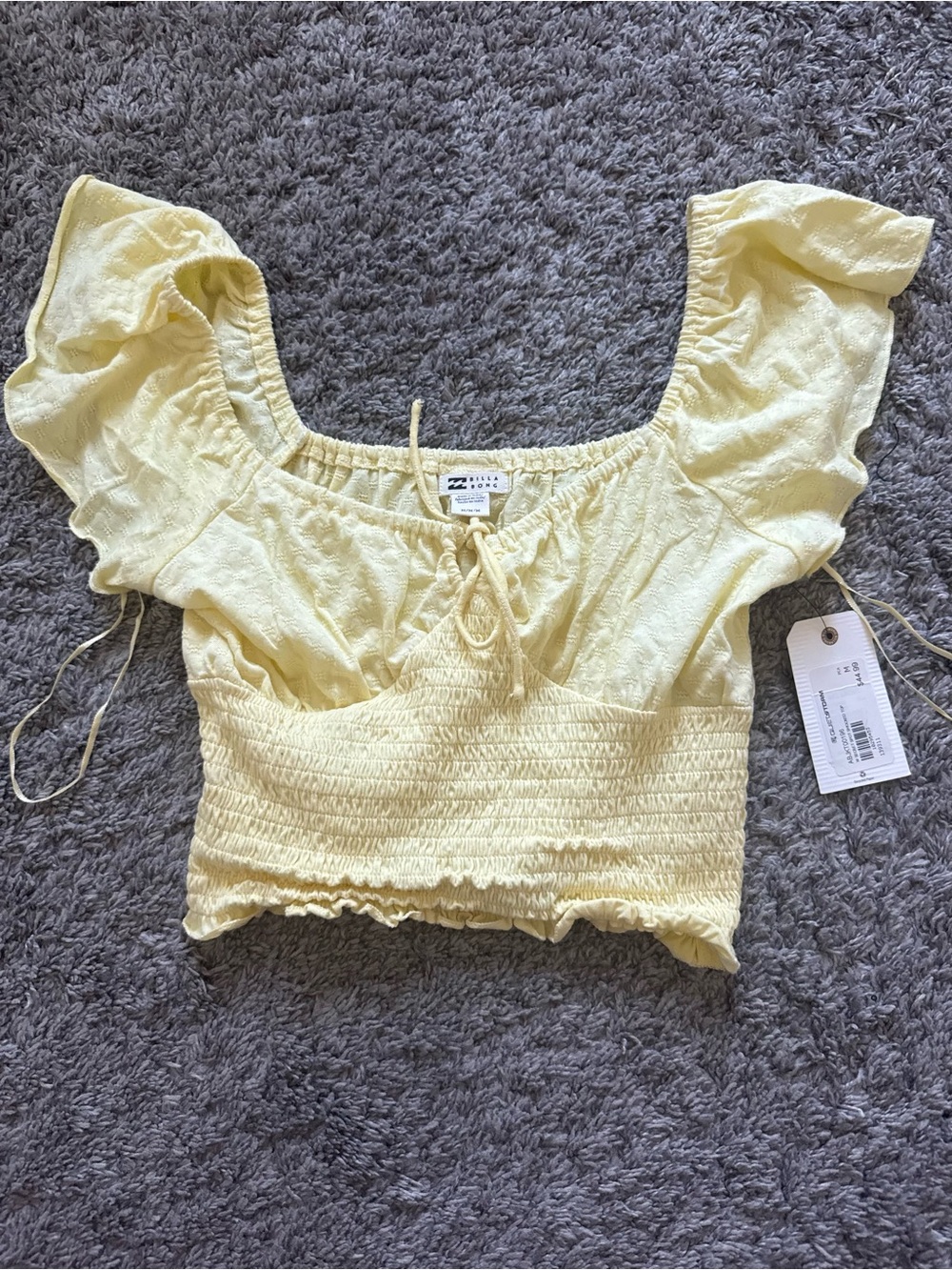 Smocked Crop Top with Ruffle Sleeves